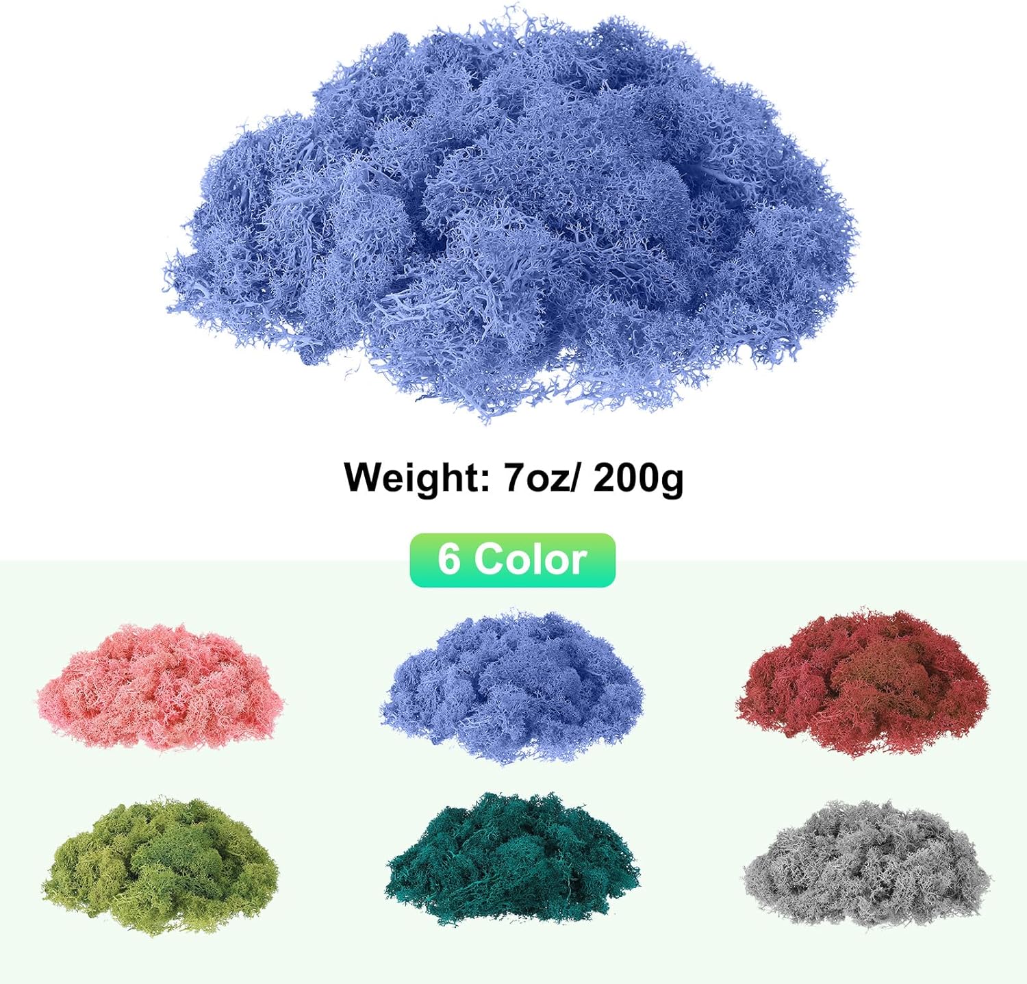 uxcell Preserved Reindeer Moss, 7oz Fake Moss for Crafts Artificial Dried Moss for Decoration Terrariums Potted Plants, Sky Blue