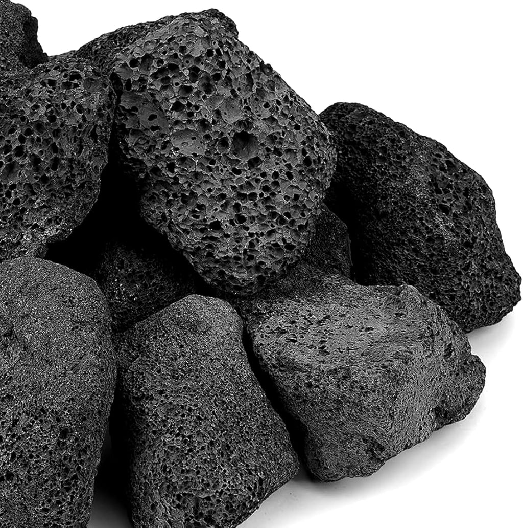Onlyfire 10 lb Large Black Lava Rocks, Volcanic Lava Stones for Outdoor Fire Pits, Indoor Fireplaces, Fire Bowl, Gas Logs and Landscaping, 2.75-5 Inch