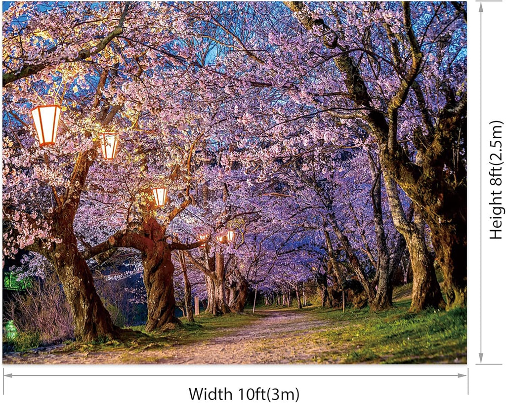 AOFOTO Pink Cherry Blossom Forest Photo Backdrop Spring Outdoor Parks Flower Photography Background Wedding Bridal Shower Reception Decor Banner Adults Kids Portrait Studio Photo Props 10x8ft