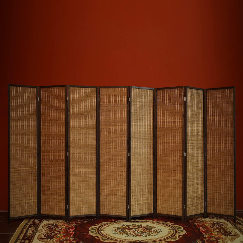 8 Panel Room Divider and Folding Screen, Bamboo Screen for Room Separation, 67" H x 122.8" W