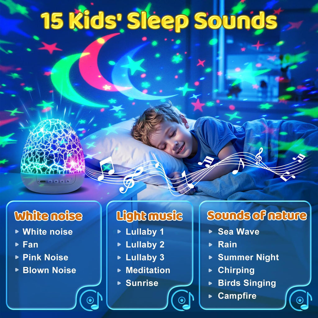 Baby Toys Night Light Projector Sensory Toys for Kids with Autism Toys for Boys 3-10 Baby Christmas Gifts | 15 White Noise 3D Films 31Colors Remote Control Night Light for Kids, Baby Boy Gifts