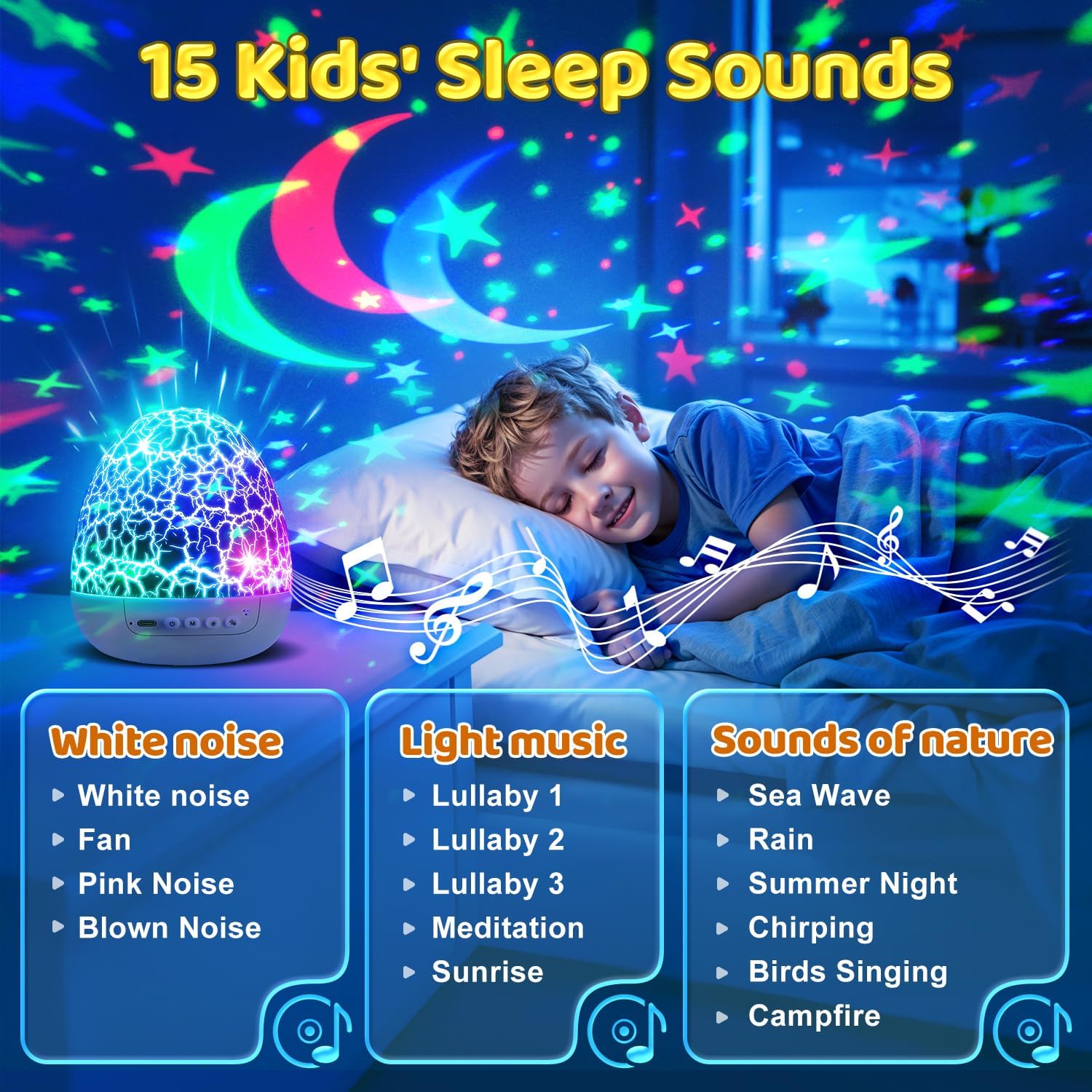 Baby Toys Night Light Projector Sensory Toys for Kids with Autism Toys for Boys 3-10 Baby Christmas Gifts | 15 White Noise 3D Films 31Colors Remote Control Night Light for Kids, Baby Boy Gifts