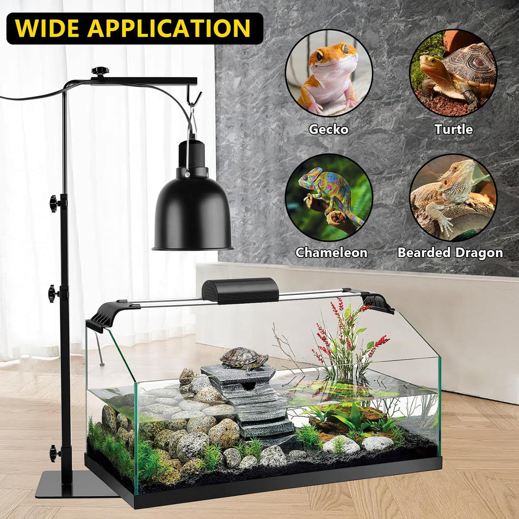 LUCKY HERP Reptile Lamp Stand, Adjustable 14-32 inch Metal Floor Light Holder, Heat Lamp Stand Reptile Light Stand for Glass Terrarium Heating Light & Dome Lampshade