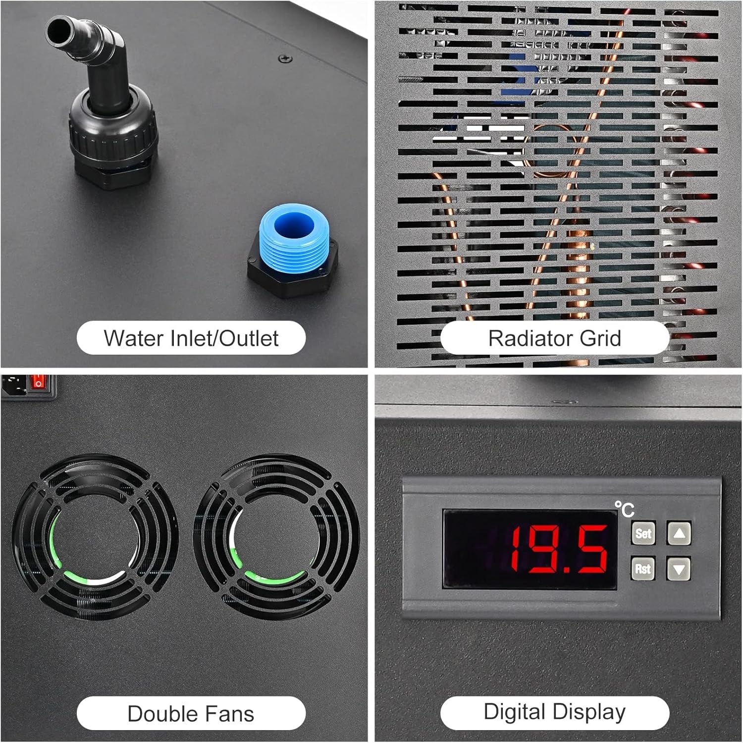 Aquarium Chiller 79 Gal, 1/3 HP Fish Tank Water Chiller 300L Hydroponics Cooler with Quiet Design Refrigeration Compressor and 3M Pipe for Saltwater Freshwater Fish Coral Shrimp Jellyfish Water Weeds
