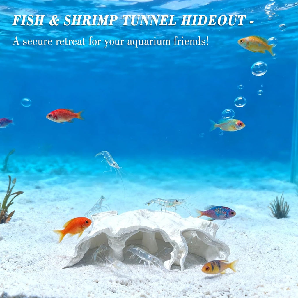 LIYAOLI Aquarium Ornaments Cave Tunnel with Viewing Ports | Fish Tank Decoration Hideout for Pleco, Shrimp & Corydoras | Substrate-Friendly Design & Sinking Base (S - White)