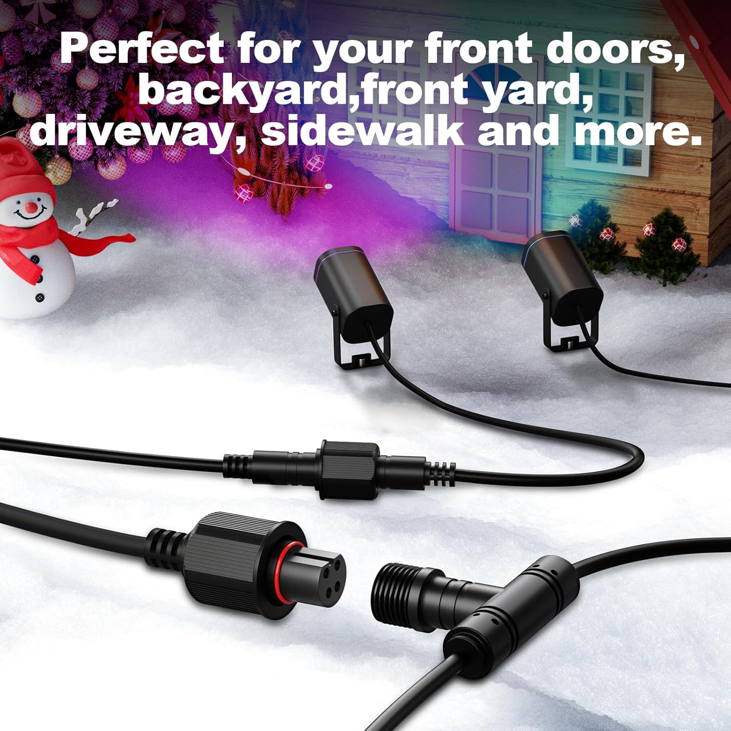 5FT Extension Cable for Go-ee Outdoor Spot Lights 2, IP68 Waterproof Extension Cord Compatible with Go*ee ‎H7093 H7094-4 Pin Plug Patio Decorations (5FT 2Pack)