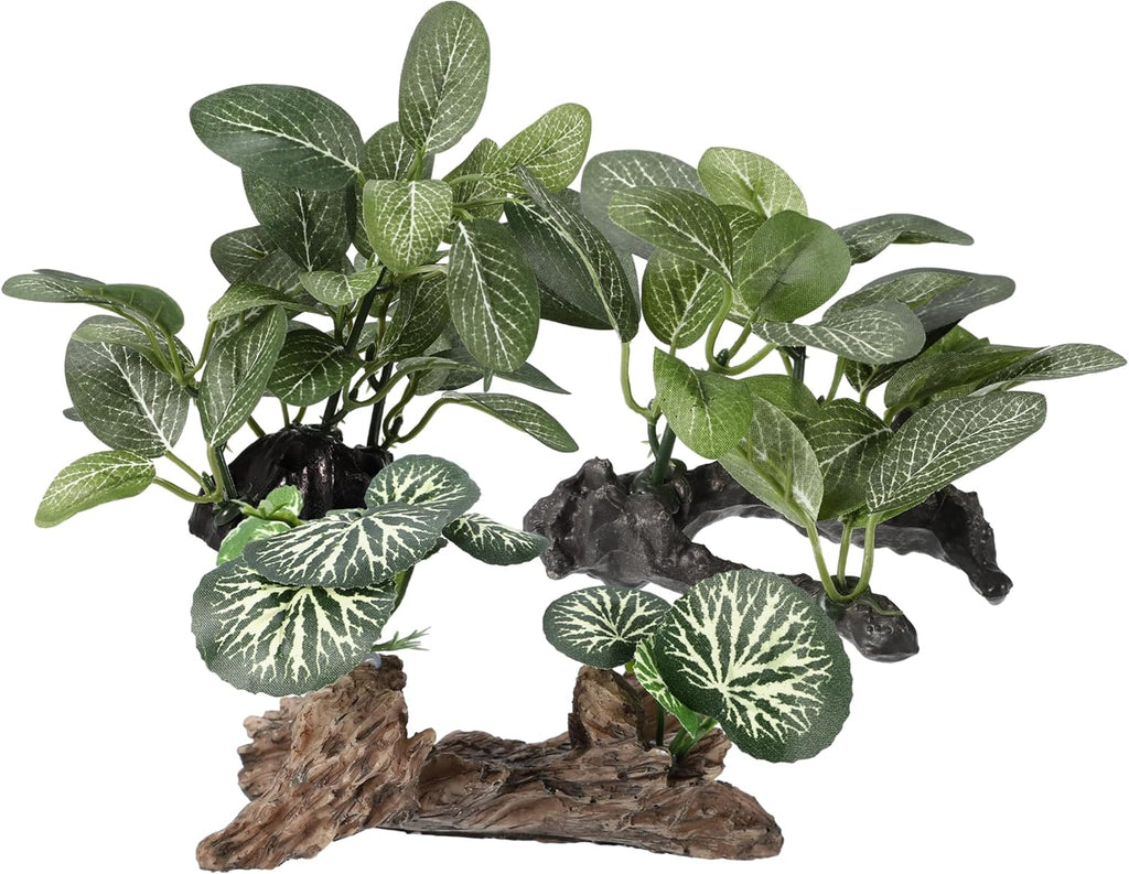 Aquarium Plastic Plants, Driftwood Betta Silk Plants, Silk Plants Aquarium Set Decor, Silk Aquarium Plants for Betta Fish (Green, 3pcs)