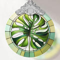 Monstera Leaf Stained Glass Ornament - Christmas Tree Decorations, Holiday Presents, Gift Exchange Ideas
