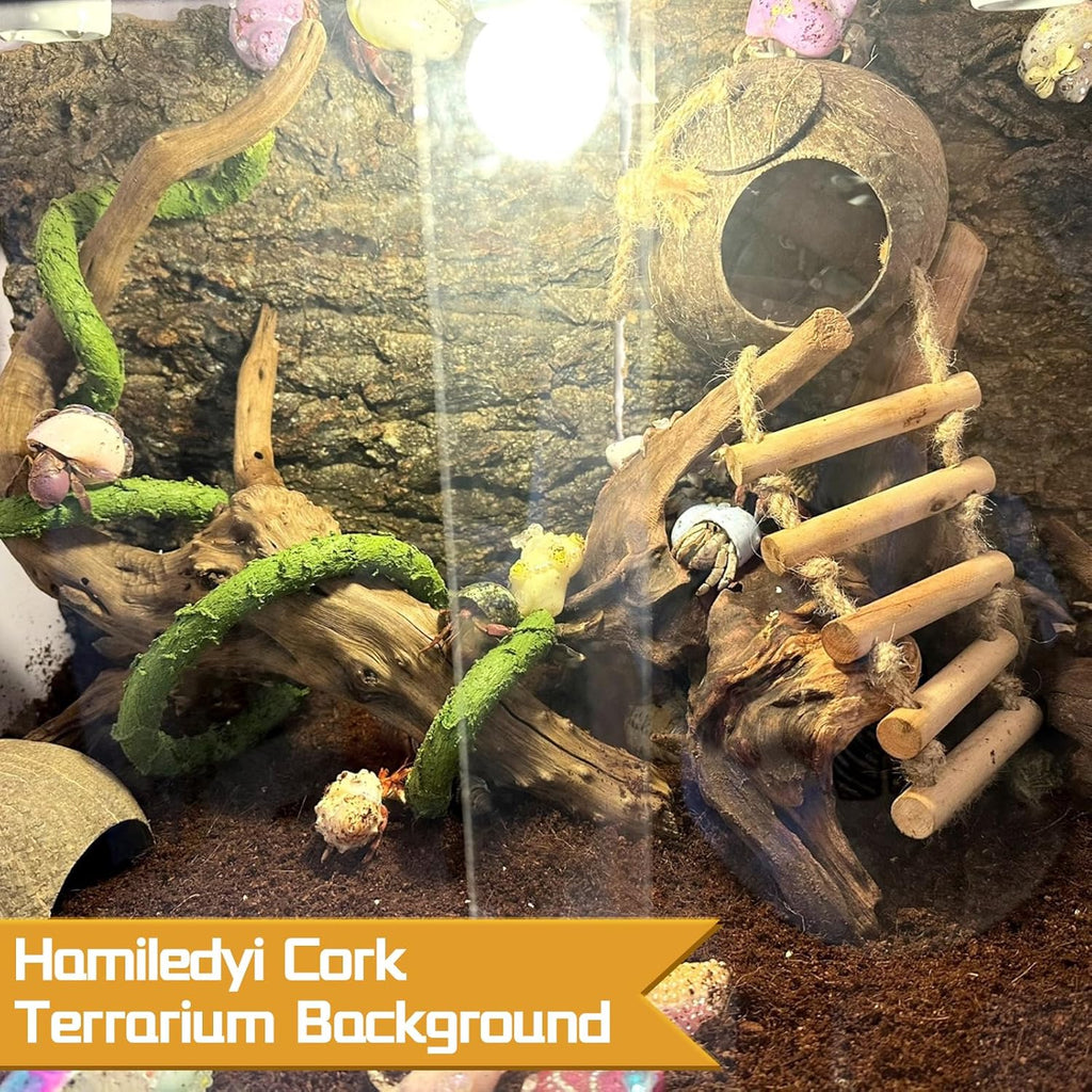 Hamiledyi 8PCS Cork Terrarium Background 15.7x11.8in Natural Large Cork Bark Backdrop Reptile Climbing Mat Tank Habitat Decor for Spider Lizard Chamelon Turtle Beared Dragon