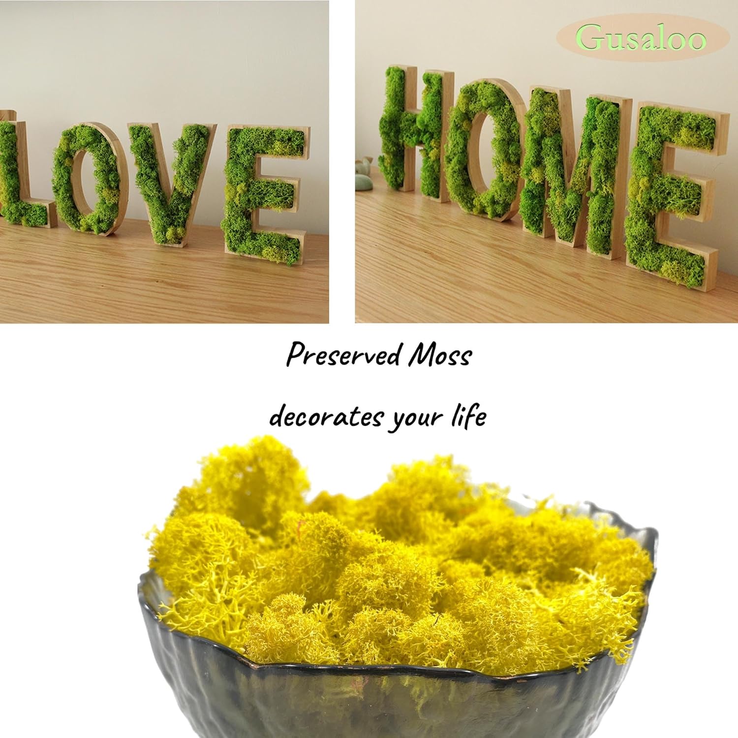 Moss Preserved Moss for Potted Plants Natural Fresh Green Reindeer Moss for Craft Arts Floral Wall Decor Decor Wedding Centerpieces Garden Artificial Terrariums Decoration for Christmas(Yellow) 3.52OZ