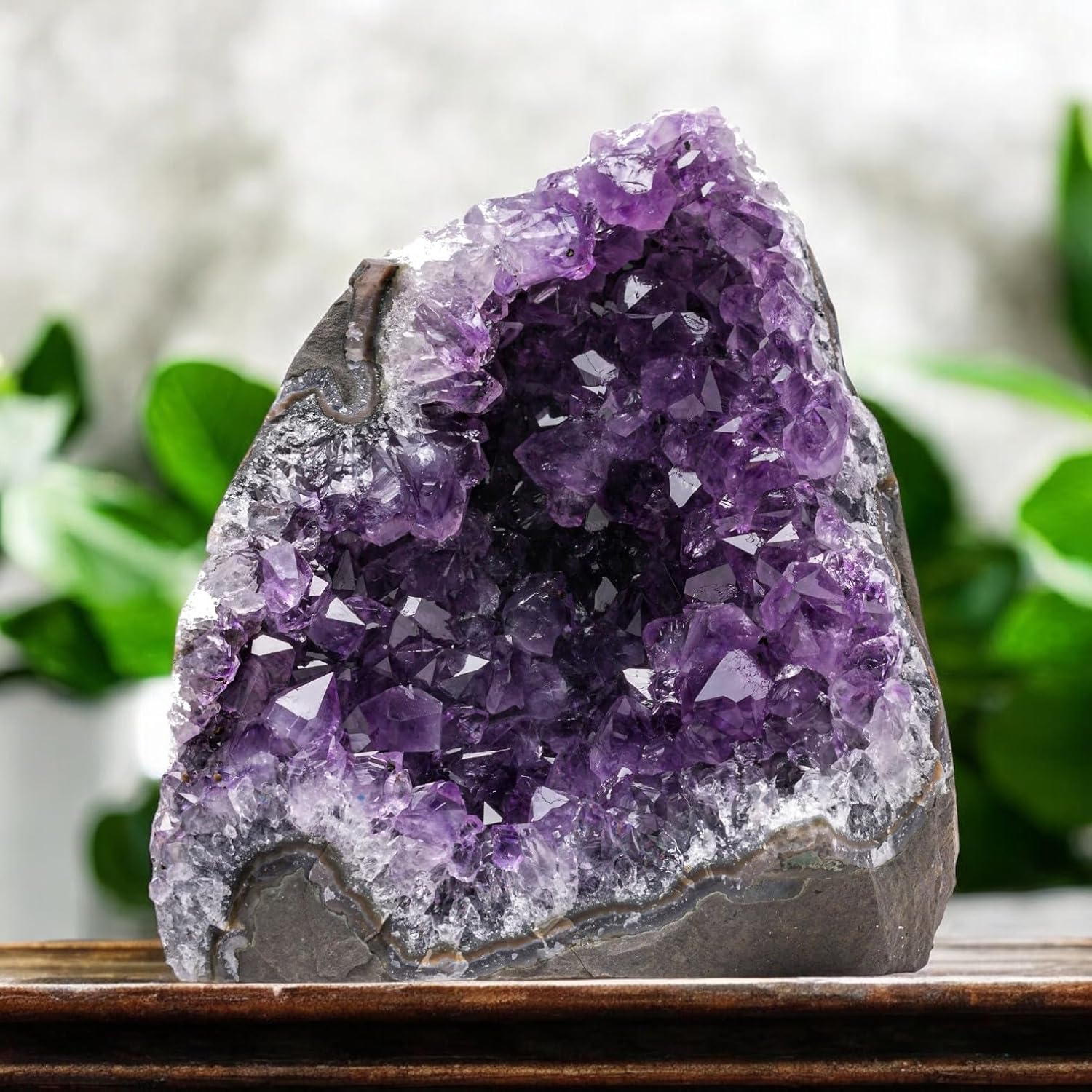 Natural Amethyst (3 lb to 4 lb) - 4.5" to 7.5" Height - Crystal Clusters Stone from Uruguay Raw Geode Quartz - Deep Purple Color