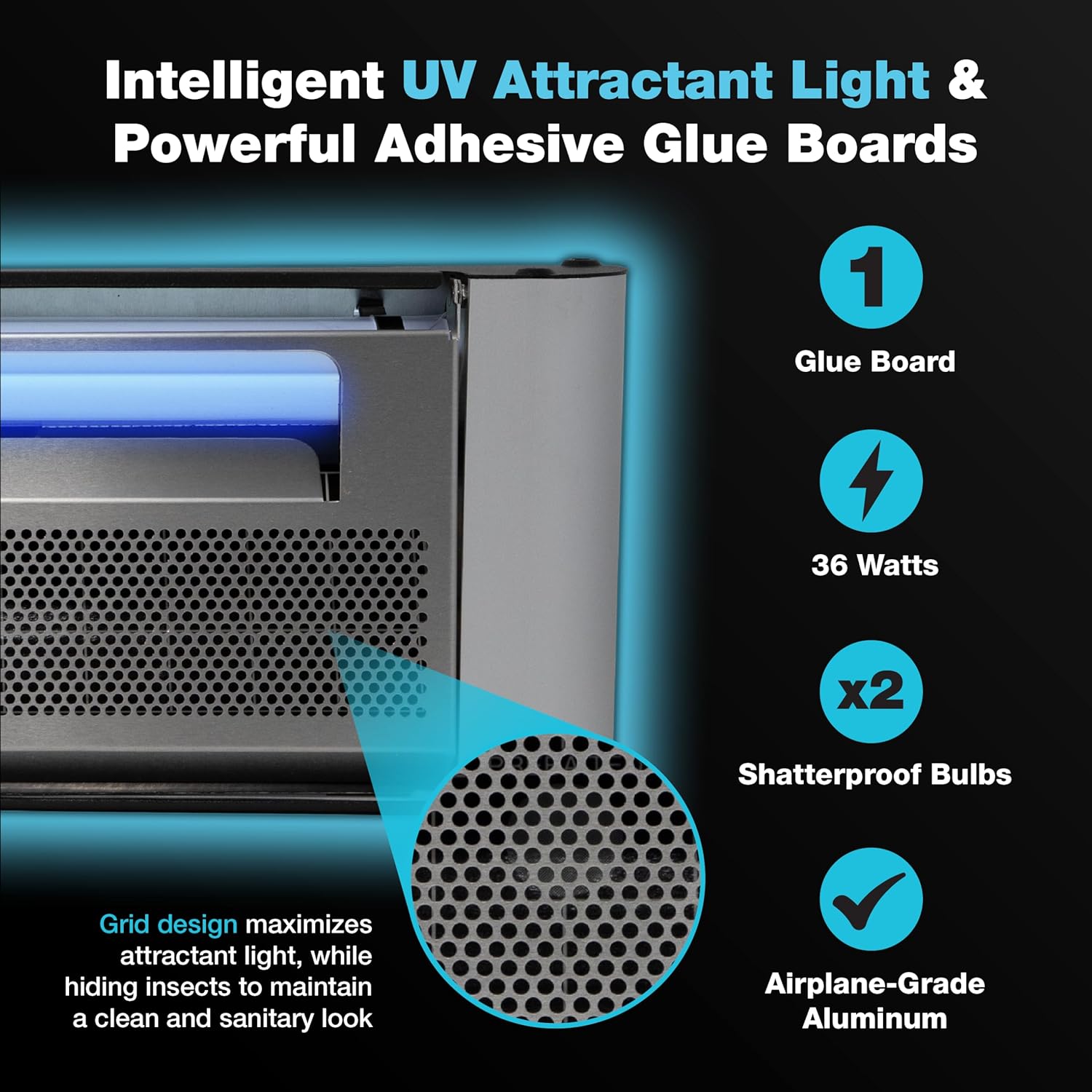 Catchmaster Vector Plasma One Trap, Compact UV Light Fly Traps for Home, Gnat Traps for House Indoor, Shatterproof Bulbs, UV Lamp Insect Killer, Silent Bug Light for Deli, Bars, Kitchen & Trash Rooms