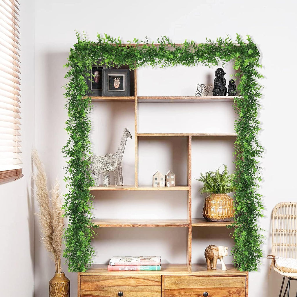 Artflower 3 Pack Artificial Eucalyptus Garland, 5.9Ft/pcs Faux Eucalyptus Vines Greenery Garland Fake Hanging Eucalyptus Leaves Plant Wedding Backdrop Arch Wall Table Party Festival Decor, Green