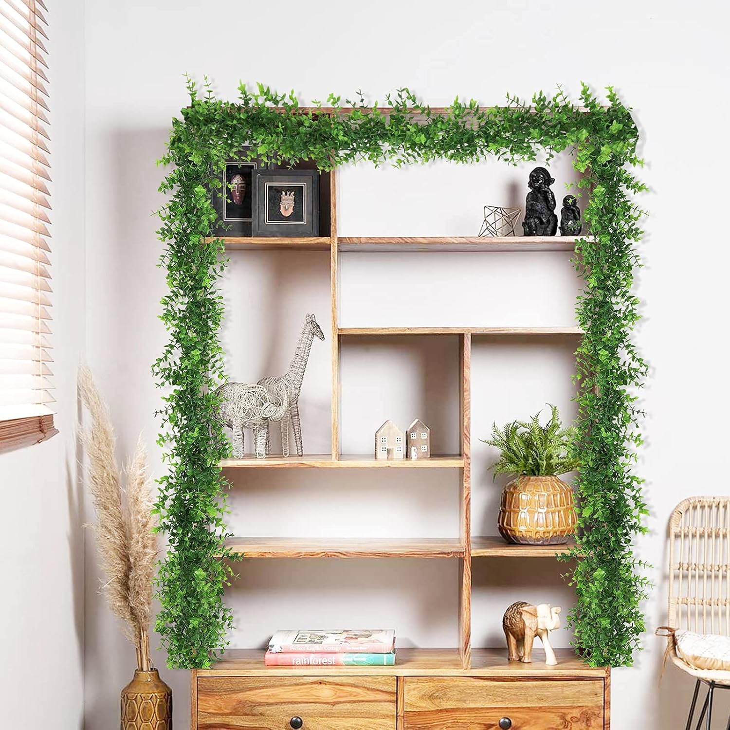 Artflower 3 Pack Artificial Eucalyptus Garland, 5.9Ft/pcs Faux Eucalyptus Vines Greenery Garland Fake Hanging Eucalyptus Leaves Plant Wedding Backdrop Arch Wall Table Party Festival Decor, Green
