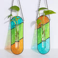 Hewory Stained Glass Plant Propagation Hanging 2 Pcs Propagation Station Planters for Window Wall Decor - Unique Hydroponic Propagated Plant Holder for Kitchen Gifts for Mom
