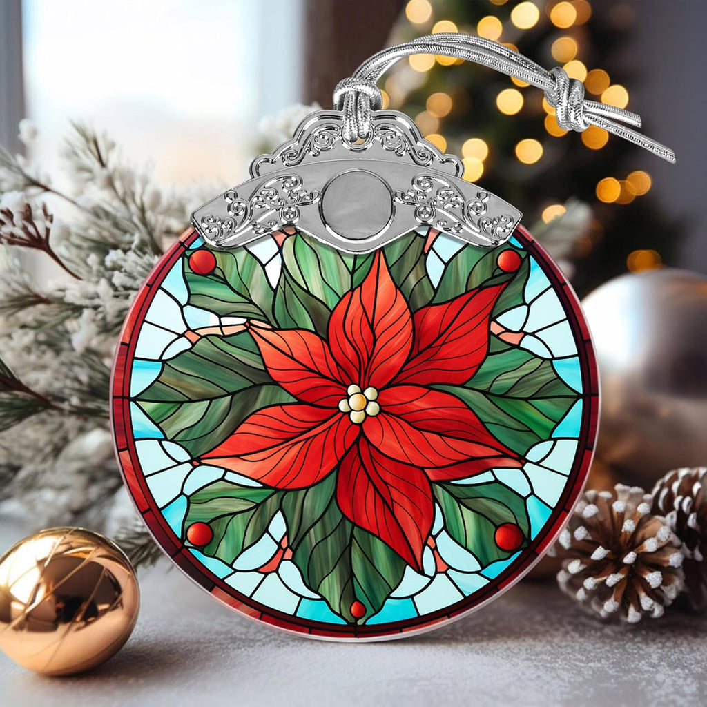Touber Poinsettia Christmas Ornament, Christmas Ornaments for Tree, Christmas Tree Decor, Holiday Ornament