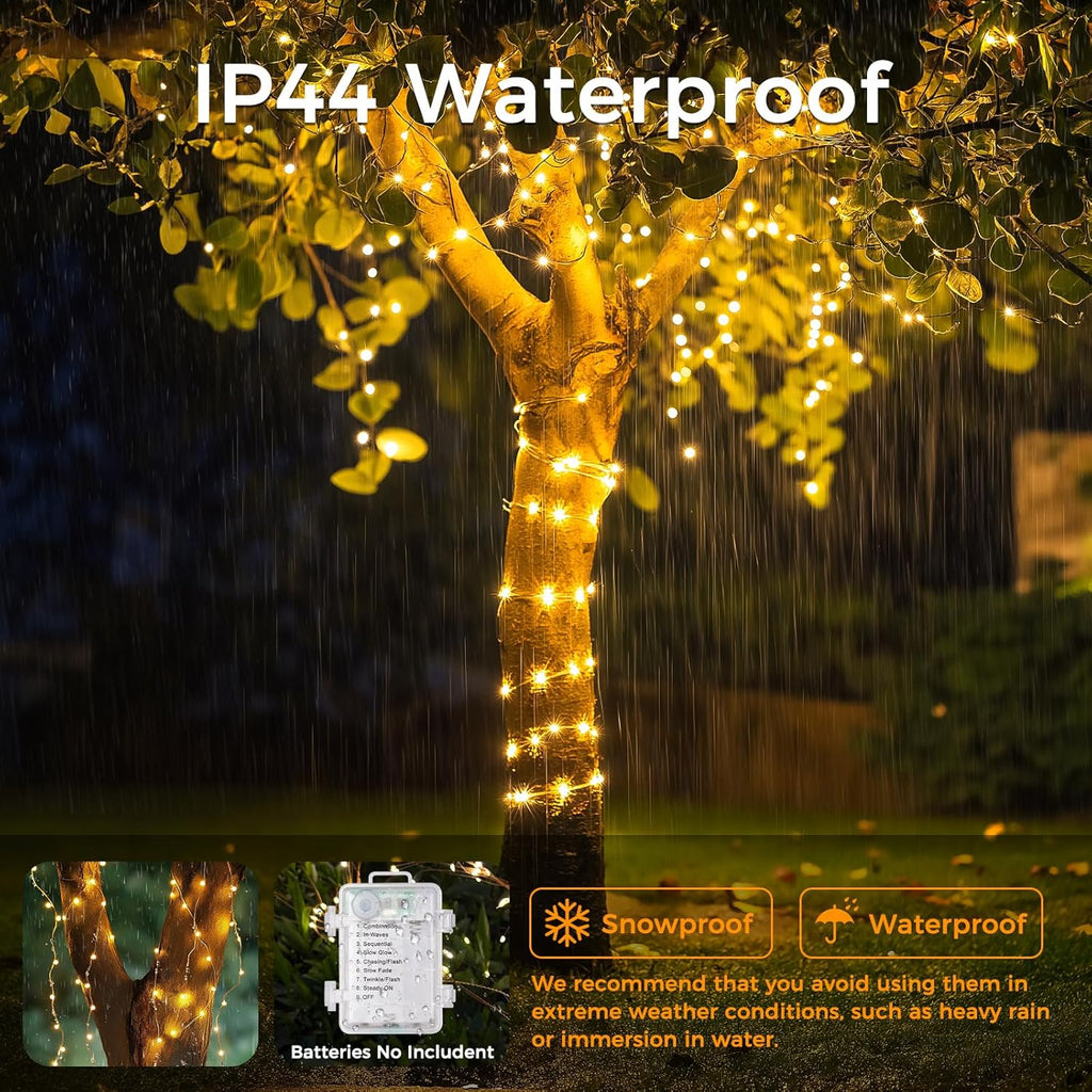 Fairy Lights Battery Operated, 33Ft 100 LED Twinkle Lights with Remote and Timer, 8 Modes Waterproof Lighting for DIY Bedroom Wedding Table Centerpieces Christmas 4 Pack