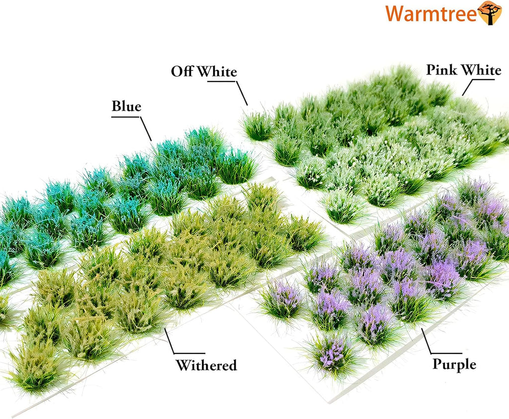 Warmtree 20 Pcs Static Grass Bushy Tufts Lowland Shrubs Scenery DIY Miniature for Train Landscape Railroad Scenery Sand Military Layout Model War Gaming Terrain(Blue)