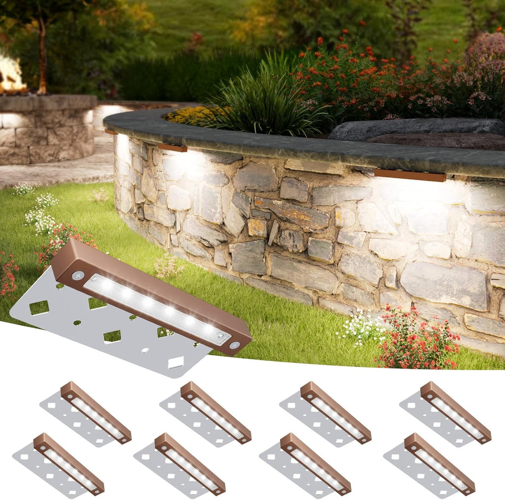 VOLISUN 8 Pack 7 Inch Retaining Wall Lights, Waterproof LED Hardscape Lighting, Cuttable Low Voltage Landscape Lighting, 12V Paver Lights, 3W Outdoor Step Lights, 5000K Daylight, ETL