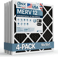 BNX TruFilter 18x18x1 MERV 12 Odor Defense (4-Pack) AC Furnace Air Filter with Activated Carbon - MADE IN USA - Pleated Air Conditioner HVAC AC Furnace Filters - Removes Odor, Mold, Bacteria, Smoke