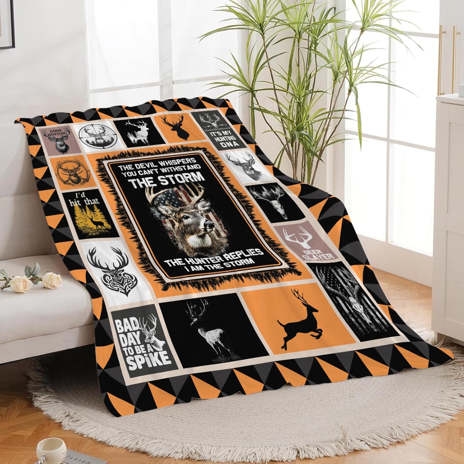 Deer Throw Blanket Hunting Deer Elk Stuff Gifts for Kids Girls Boys Adults Women Men Soft Cozy Warm Plush Fluffy Fuzzy Fleece Blanket Decor 60''X80''