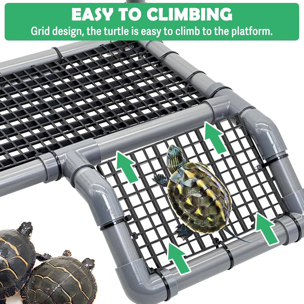Fhiny Hanging Turtle Basking Platform, Plastic Turtle Dock Basking Area with Climbing Ramp Height Adjustable Tortoise Floating Dock Tortoise Tank Accessories Decor for Lizard Gecko Hermit Crab