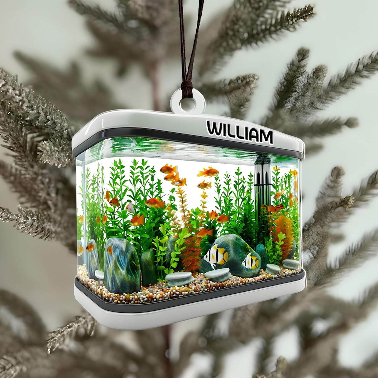 Personalized Aquarium Fish Tank Ornament, Fishes Christmas Ornament, Underwater Aquarium Ornament, Aquarium Decorations for Fish Tank, Gift for Ocean Lovers, Scuba Divers (FT7)