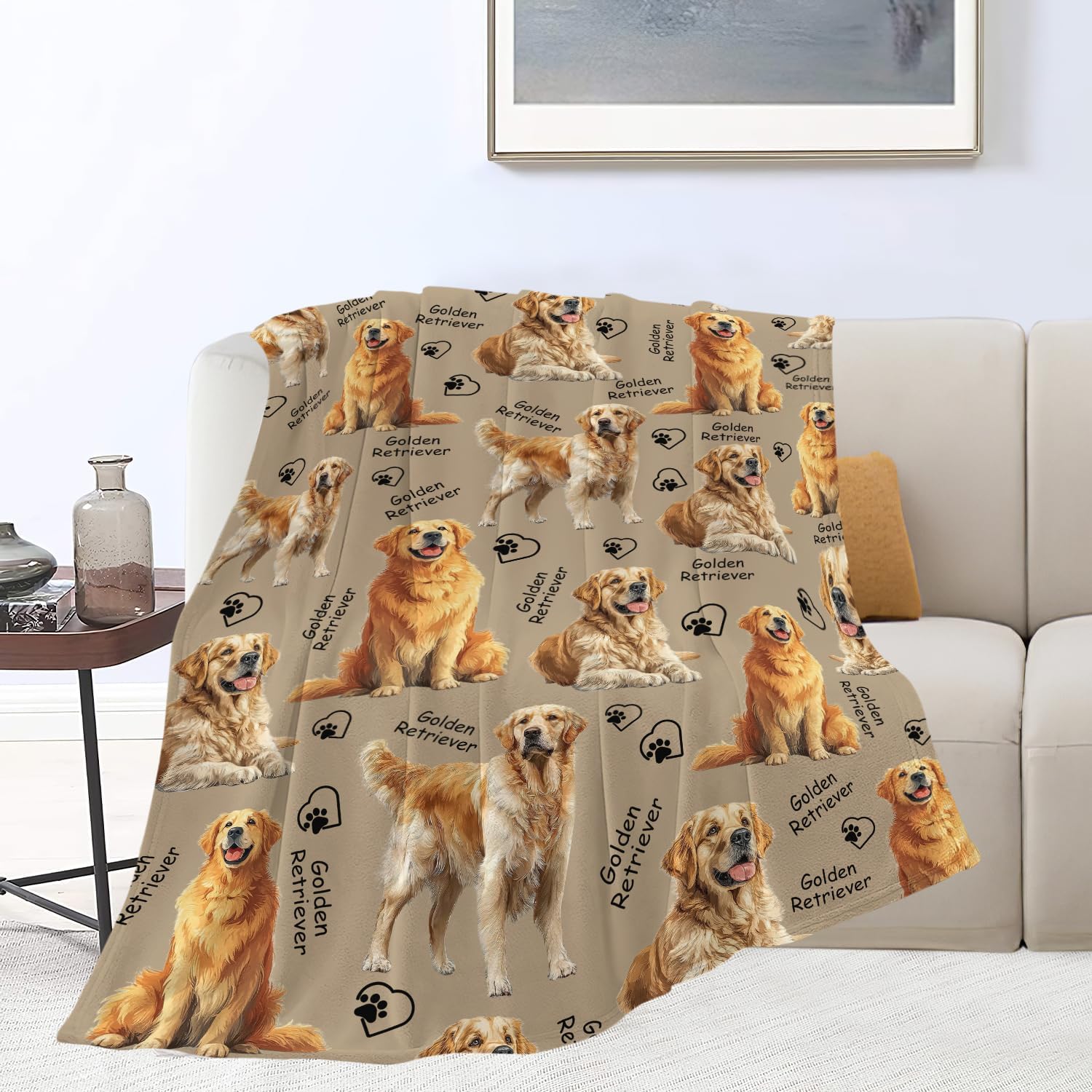 Golden Retriever Throw Blanket Golden Retriever Puppy Stuff Gifts for Dog Lover Kids Girls Boys Adults Women Men Soft Cozy Warm Plush Fluffy Fuzzy Fleece Blanket Decor 40''X50''