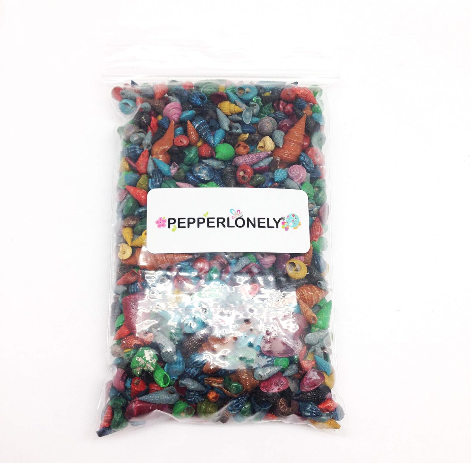 PEPPERLONELY Extra Small Mixed Dyed Assorted Colors Seashells, Very Small & Clean, 6 OZ Apprx.1600+ PC Shells, 1/4 Inch ~ 3/4 Inch