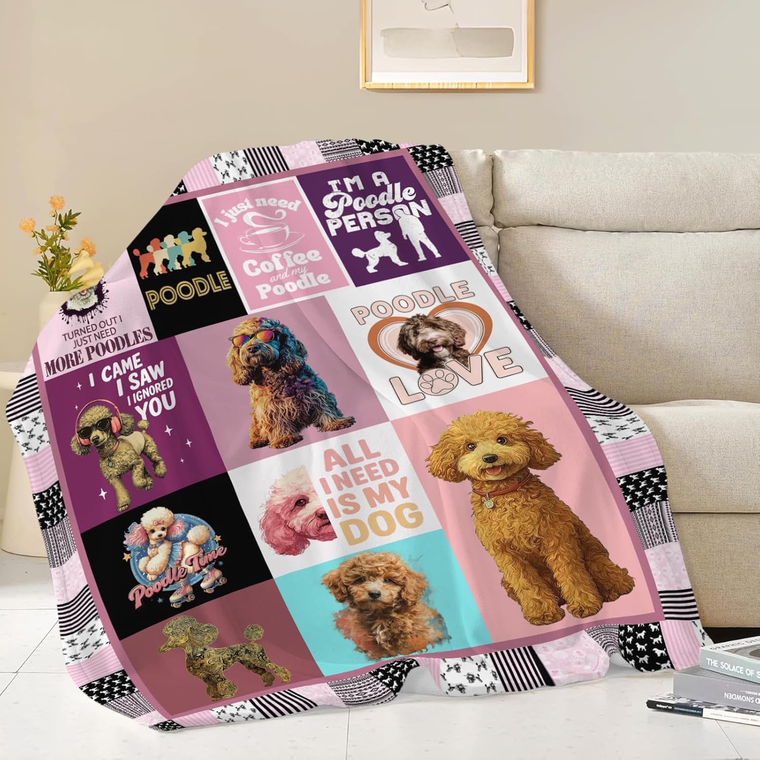 Poodle Throw Blanket Poodle Puppy Stuff Gifts for Dog Lover Kids Girls Boys Adults Women Men Soft Cozy Warm Plush Fluffy Fuzzy Fleece Blanket Decor 60''X80''