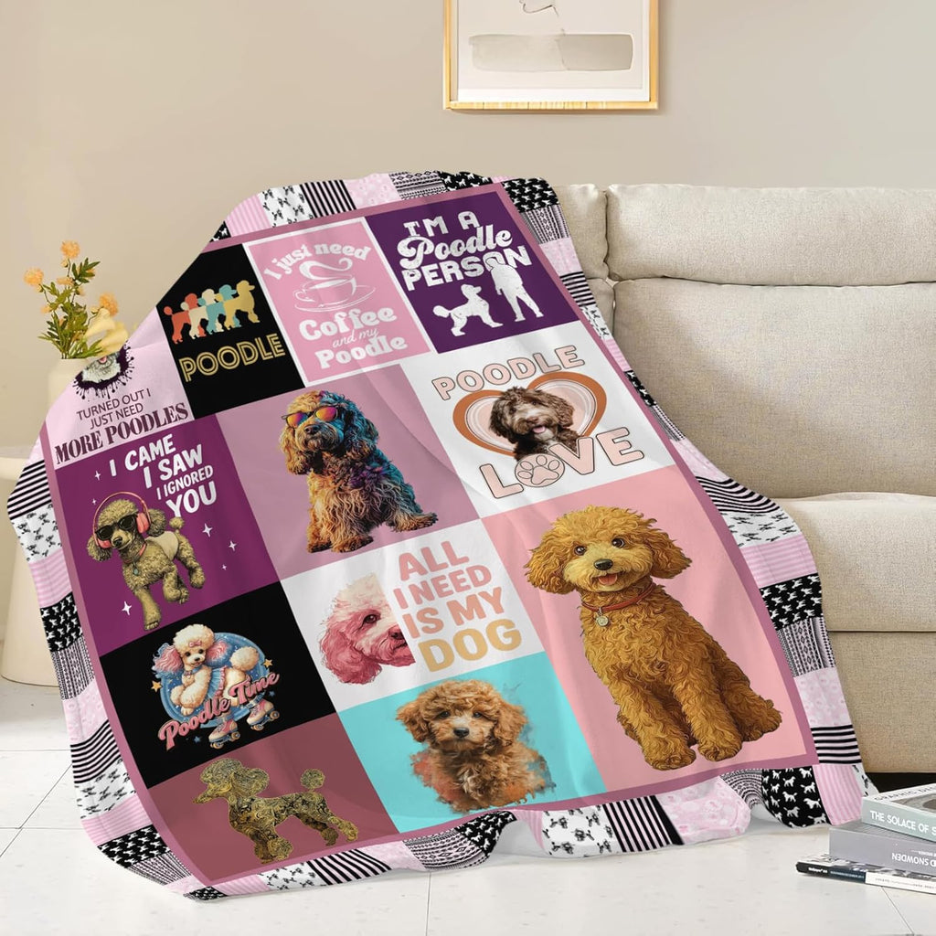 Poodle Throw Blanket Poodle Puppy Stuff Gifts for Dog Lover Kids Girls Boys Adults Women Men Soft Cozy Warm Plush Fluffy Fuzzy Fleece Blanket Decor 50''X60''