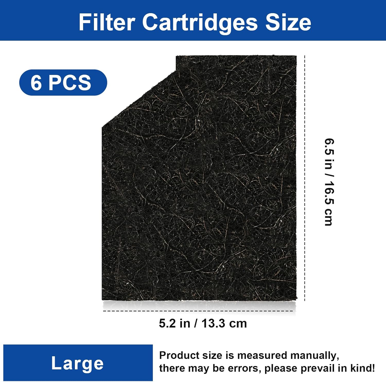Large Aquarium EcoRenew Filter Cartridges for Aqueon SmartClean Power Filter with EcoRenew Filter Cartridge in sizes 50-90G, Replacement Fish Tank Filter Cartridge for Saltwater and Freshwater 6 Pack