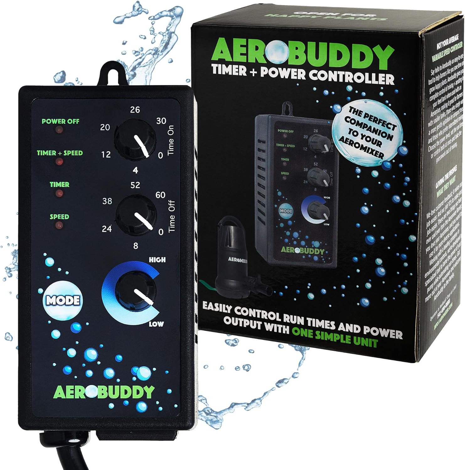 AEROBUDDY Variable Speed Controller + Interval Timer - Speed Controller for Electric Motor Water Pump 110V, 30-60min On/Off Timer Power Controllers, Variable Motor Controllers for Mixing and Aerating