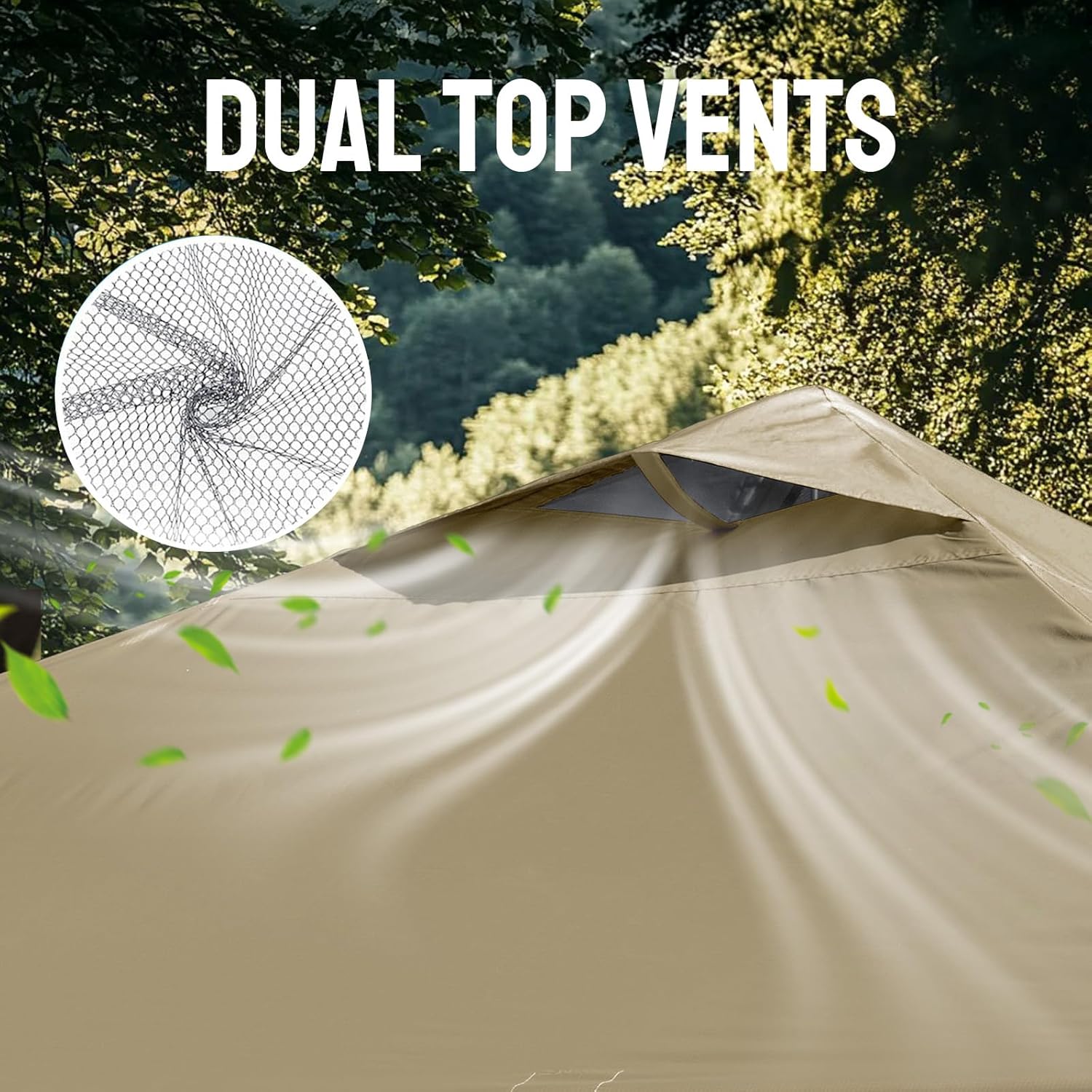 CROWN SHADES 10x10 Pop Up Canopy Tent - Patented Center Lock One Push Instant Outdoor Canopy Beach Tent with STO-N-Go Bag 8 Stakes & 4 Sand Bags，Khaki