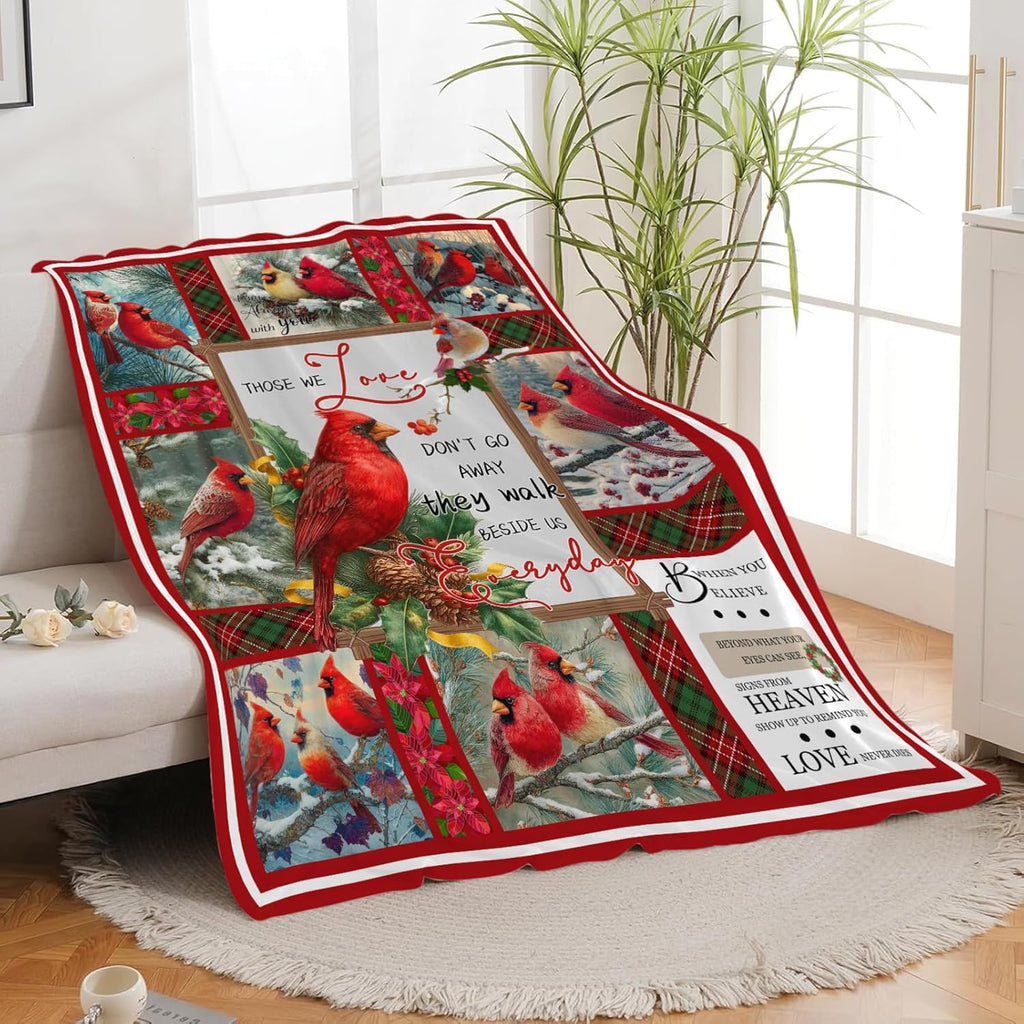 Cardinal Throw Blanket Red Bird Cardinal Stuff Gifts for Kids Girls Boys Adults Women Men Soft Cozy Warm Plush Fluffy Fuzzy Fleece Blanket Christmas Decor 40''X50''