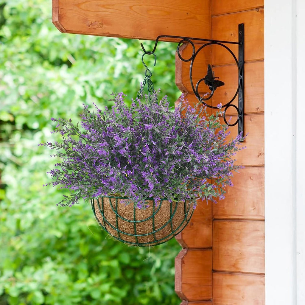42 Pcs Fake Lavender Flowers Outdoor UV Resistant Faux Plastic Lavender Flowers No Fade Artificial Lavender Purple Plants for Outside Garden Porch Window Box Hanging Planter Decor (Purple)