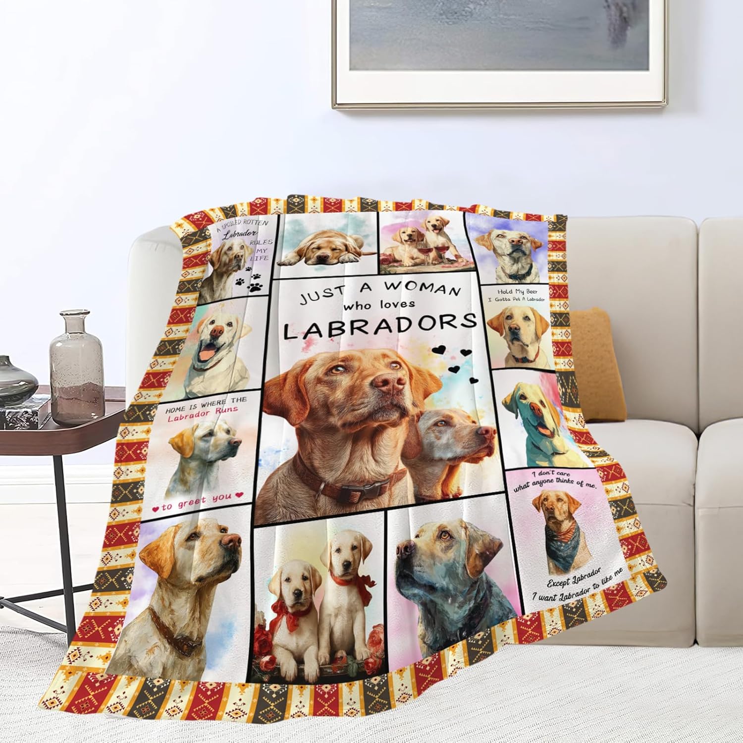 Labrador Throw Blanket Labrador Puppy Stuff Gifts for Dog Lover Kids Girls Boys Adults Women Men Soft Cozy Warm Plush Fluffy Fuzzy Fleece Blanket 50''X60''