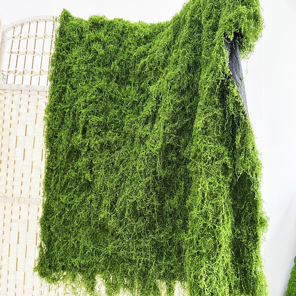 Artificial Green Moss Mat, Carpet Grass Wall with Base Fabric 39.37 * 39.37 inch Fake Moss for Crafts, Faux Moss for Plants Indoor Green Faux Grass for DIY Table Centerpieces Floral Wedding