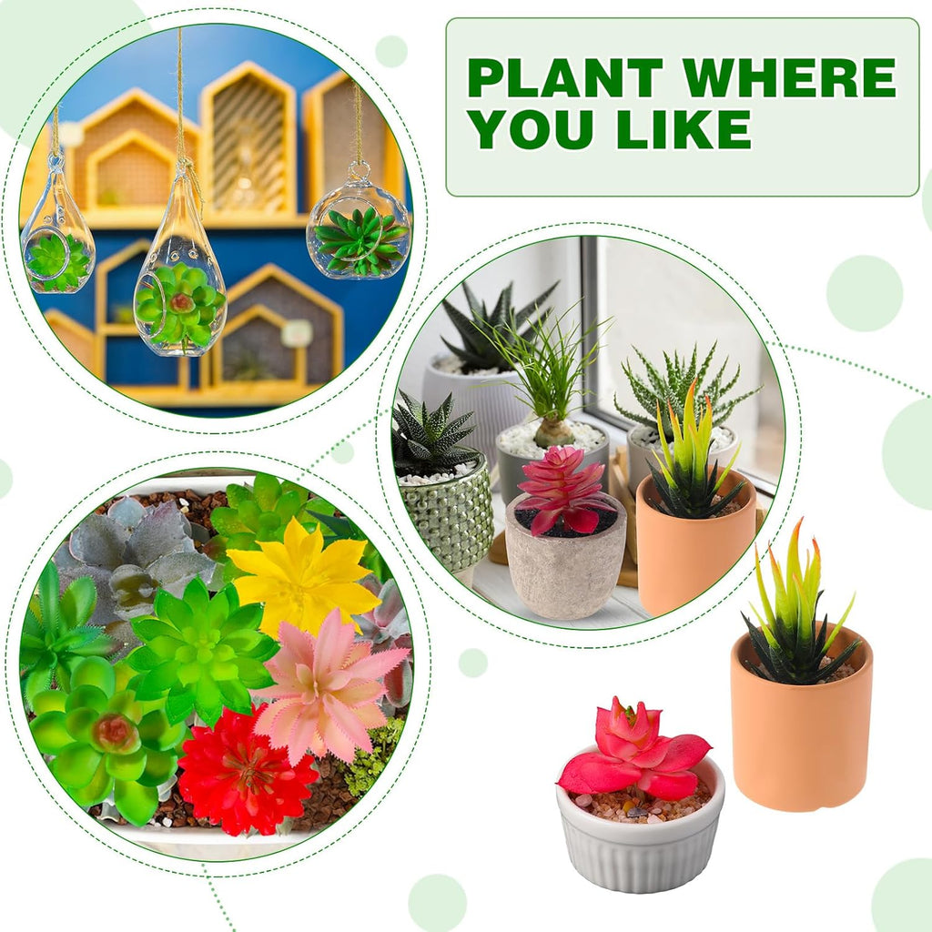 WILLBOND 38 Pcs Christmas Mini Artificial Succulents Small Fake Succulent Plants Faux Assorted Unpotted Realistic Plastic Flowers Picks Stem for DIY Crafting Greenery Garden Home Decor(Cute Style)