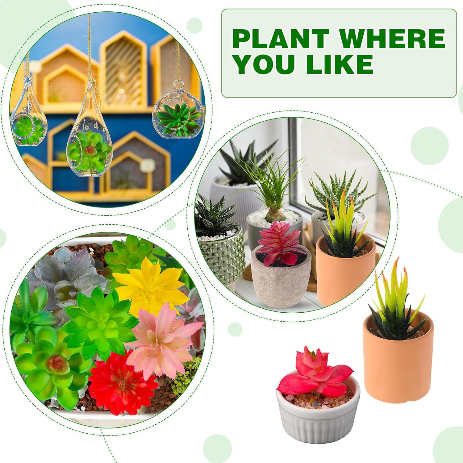 WILLBOND 38 Pcs Christmas Mini Artificial Succulents Small Fake Succulent Plants Faux Assorted Unpotted Realistic Plastic Flowers Picks Stem for DIY Crafting Greenery Garden Home Decor(Cute Style)
