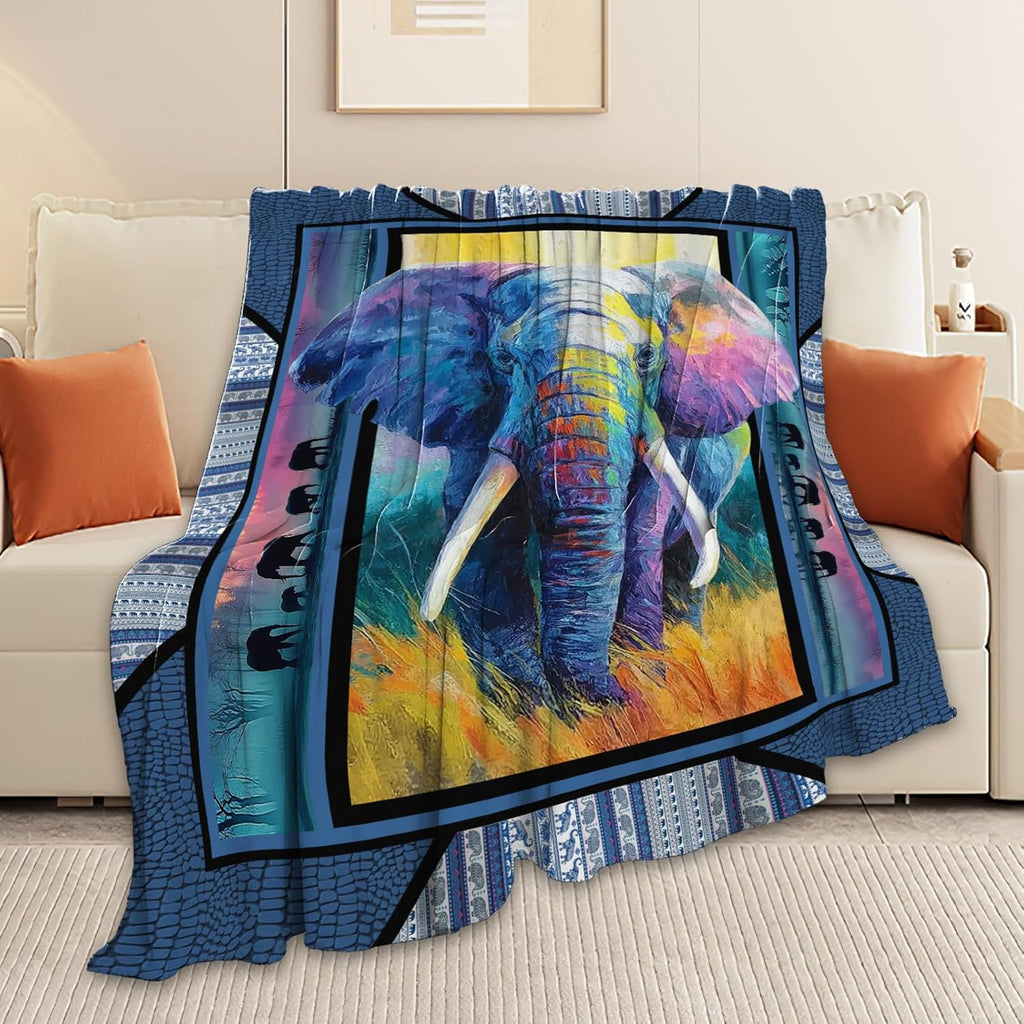 Elephant Throw Blanket Elephant Stuff Gifts for Kids Girls Boys Adults Women Men Soft Cozy Warm Plush Fluffy Fuzzy Fleece Blanket Decor 40''X50''
