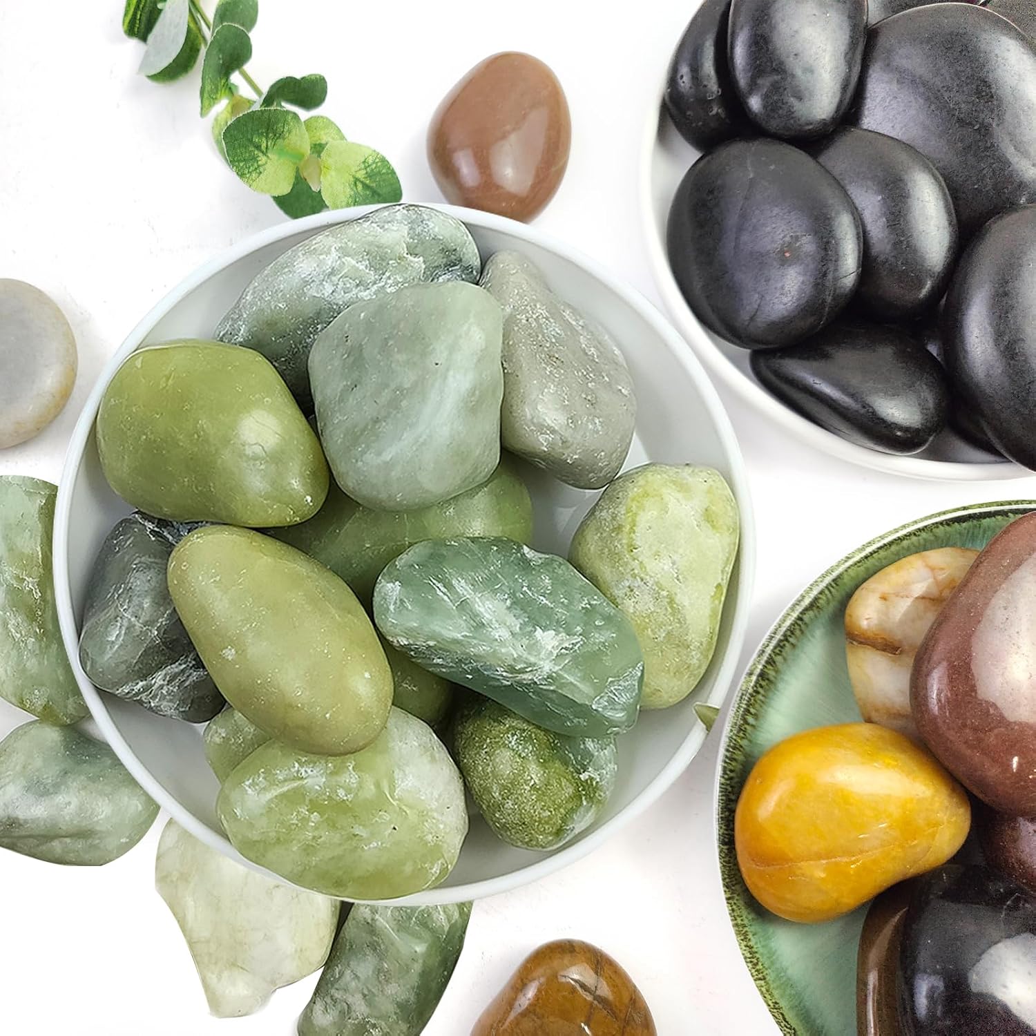 10LB Succulent Jade Pebbles for Landscaping, 1.2-2 Inch Natural Polished Stones, River Rocks for Vase, Flowerpot, Indoor and Garden Decoration