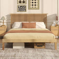 Giantex Queen Size Rattan Bed Frame with Rattan Headboard, Boho Solid Wood Platform Bed with Wooden Slats, 12 Inch Bed Frame Queen with Storage Underneath, No Box Spring Needed, Natural