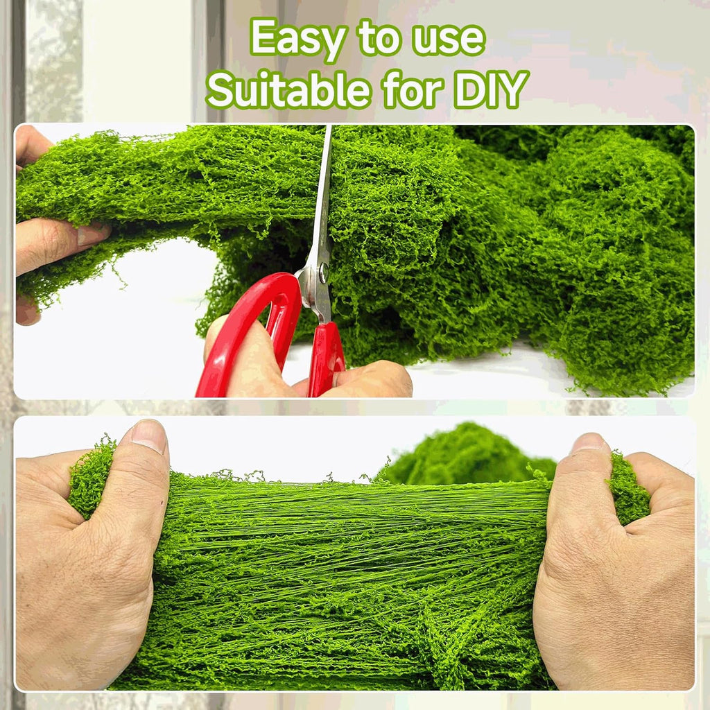 Fake Green Moss for Potted Plants Indoor, 10.6oz Artificial Moss for Crafts, Faux Moss Decor for Fairy Garden, DIY Decorative, Model Making, Walls, Glass Containers, Home