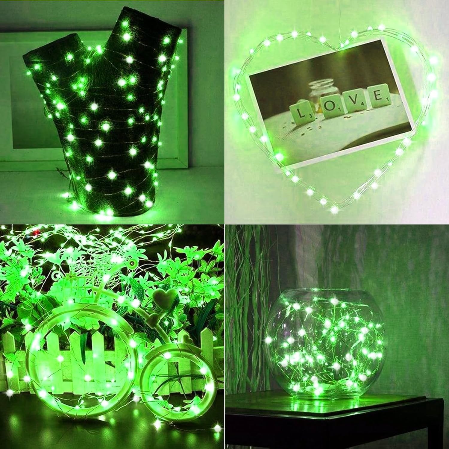 LAMPHOME Fairy Lights Plug in, 33Ft 100 LEDs Waterproof Twinkle Firefly Lights, Adaptor Included, Starry String Lights for Wedding Indoor Outdoor Christmas Patio Garden Decoration, Green
