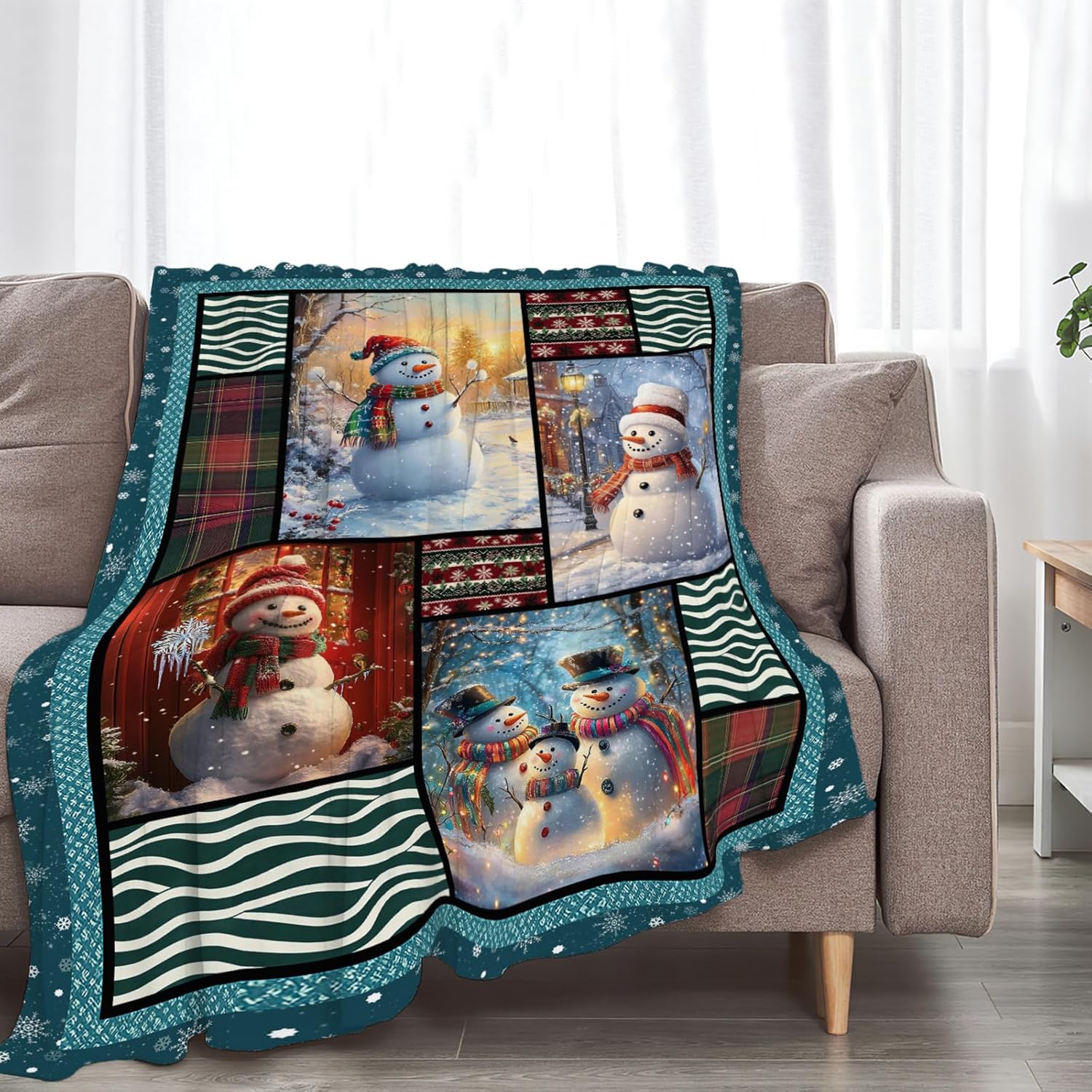 Snowman Blanket Christmas Winter Snowmen Lover Throw Blankets Gifts for Girls Boys Kids Soft Cozy Fleece Plush for Couch Sofa Bed 50"x40"