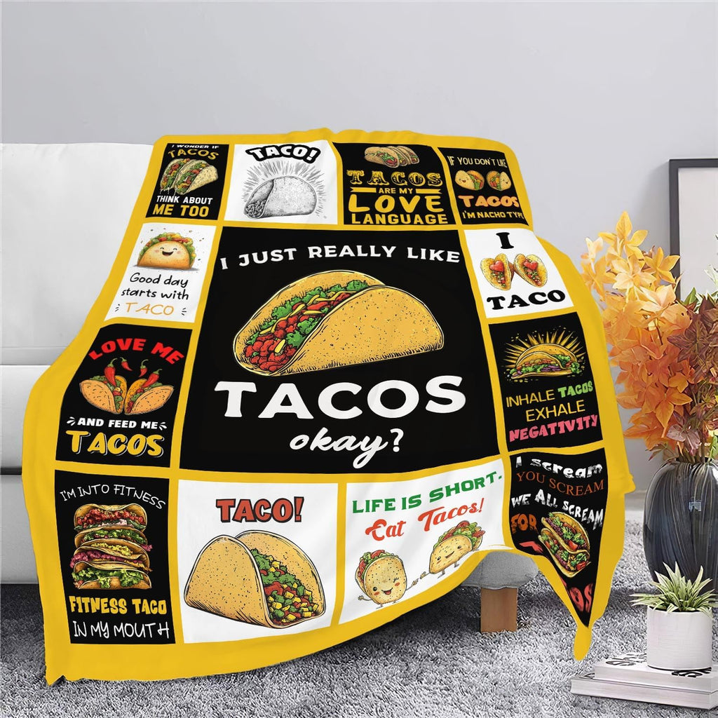 Taco Blanket Food Burrito Throw Blanket Gifts for Taco Lovers Girls Women Kids Boys Adults Men Super Soft Cozy Plush Fluffy Fuzzy Fleece Blanket Home Decor 60''X80''