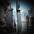 BA-KOR 5MM (9CR18MOV) steel 12.8'' full tang Hunting knife +K sheathing &5.9" cerium igniter can be used outdoors for outdoor hunting, camping, obstacle clearing, wood chopping, BBQ, fishing, kitchen cutting, EDC tools, gifts