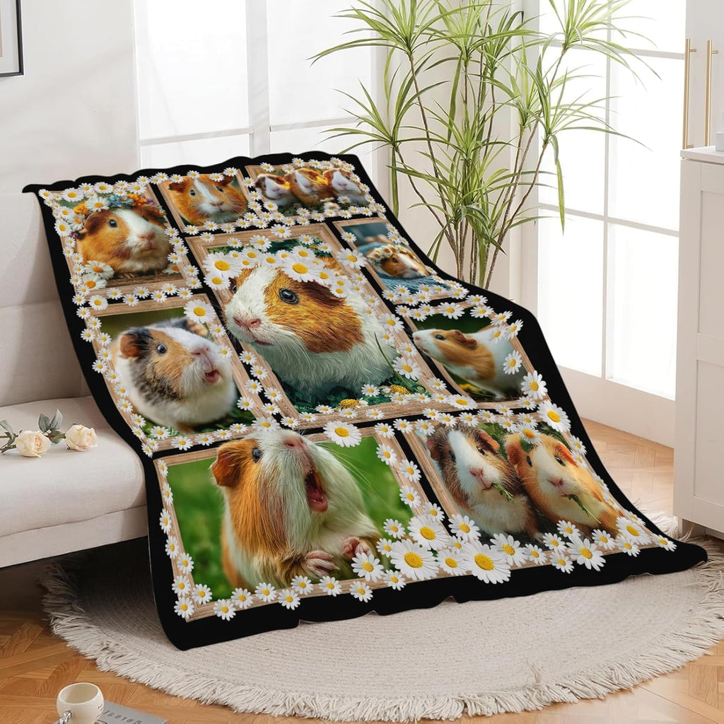 Guinea Pig Throw Blanket Guinea Pig Stuff Gifts for Kids Girls Boys Adults Women Men Soft Cozy Warm Plush Fluffy Fuzzy Fleece Blanket Decor 40''X50''