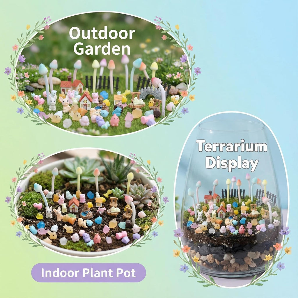 67-Piece Fairy Garden Accessories Kit, Handmade Glittery Mushrooms, Miniature Figurines & Landscape Ornaments for Mini Terrarium, Fairy Desk Plants